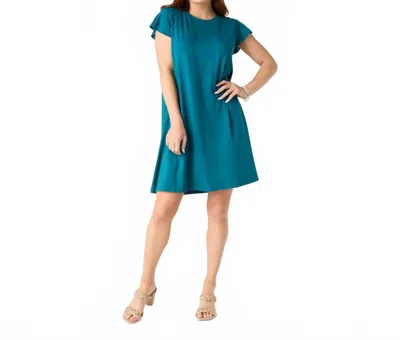 Coco + Carmen Francis Flutter Sleeve Dress In Dark Teal In Blue