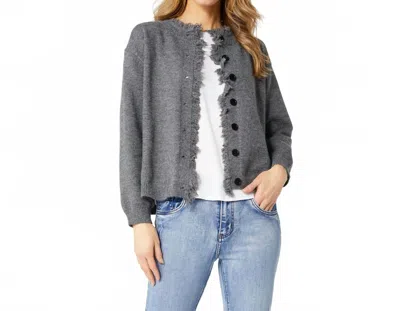 Coco + Carmen Fringe Cardigan In Charcoal In Gray