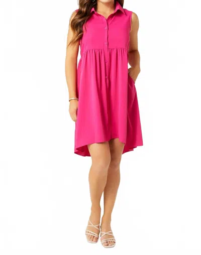 Coco + Carmen Georgina Sleeveless Dress With Collar In Bright Rose In Pink