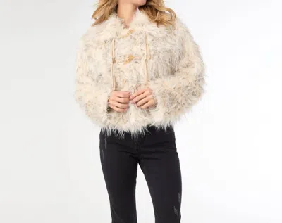 Coco + Carmen Gianna Hairy Faux Fur Jacket In Natural In White
