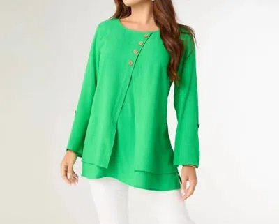 Coco + Carmen Glenn Split Front Tunic With Buttons In Bright Green