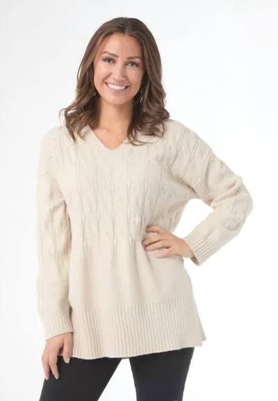 Coco + Carmen Haevenly Luxe V-neck Top In Beige In Silver