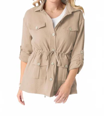Coco + Carmen Hazel Gauze Button Front Cardigan In Light Taupe In Multi