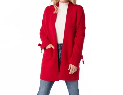 Coco + Carmen Heavenly Luxe Bow Cardigan In Red