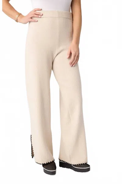 Coco + Carmen Heavenly Luxe Contrast Trim Sweater Pants In Oatmeal In Brown
