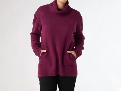 Coco + Carmen Heavenly Luxe Cowl Neck Cable Sweater In Berry In Purple