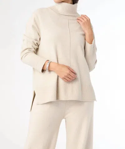 Coco + Carmen Heavenly-luxe Cowl Neck With Rib Trim Sweater In Oatmeal In Brown