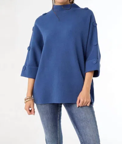Coco + Carmen Heavenly Luxe Elbow Sleeve Funnel Neck Sweater In Steel Blue