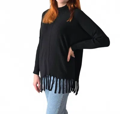 Coco + Carmen Heavenly-luxe Mock Neck Sweater In Black In Blue