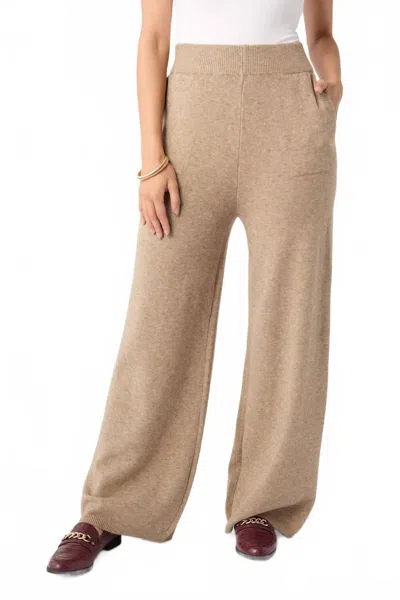 Coco + Carmen Heavenly Luxe Wide Leg Knit Pants In Beige Heather In Brown