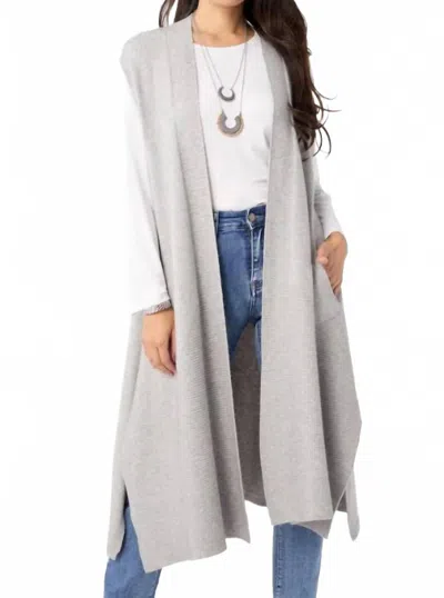 Coco + Carmen Heavenly-luxe Contrast Rib Vest With Pockets In Light Heather Grey In Gray