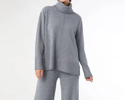 Coco + Carmen Heavenly-luxe Cowl Neck Top With Rib Trim In Grey In Gray