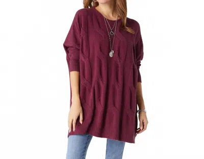 Coco + Carmen Heavenly-luxe Relaxed Cable Knit Sweater In Beaujolais In Burgundy