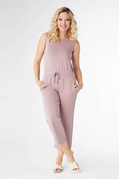 Coco + Carmen Hilarie Super Soft Crop Romper With Pockets In Misty Rose In Pink