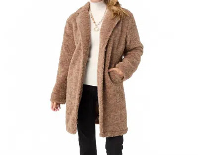 Coco + Carmen Isabella Button Front Coat In Mushroom In Brown