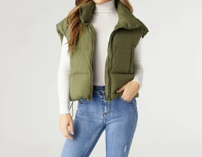 Coco + Carmen Jana Chunky Down Vest In Olive In Green