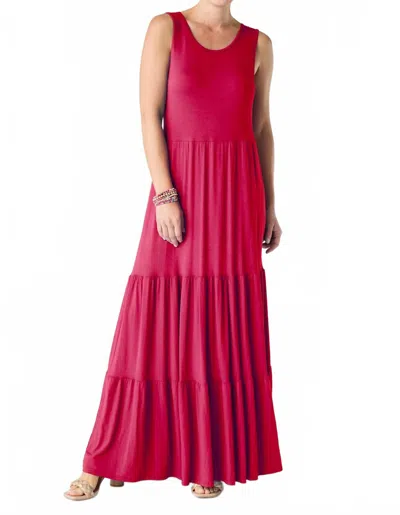 Coco + Carmen Janie Solid Tiered Maxi Dress In Bright Rose In Red