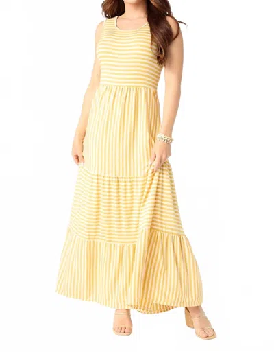 Coco + Carmen Janie Striped Tiered Maxi Dress In Dusty Citron Ivory In Yellow