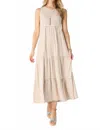 Coco + Carmen Janie Striped Tiered Maxi Dress In Taupe/ivory In Neutral
