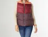 Coco + Carmen Jaylini Colorblock Puffer Vest In Beaujolais In Multi