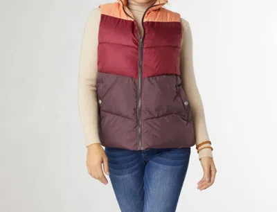 Coco + Carmen Jaylini Colorblock Puffer Vest In Beaujolais In Multi