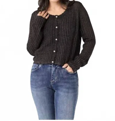 Coco + Carmen Jodilyn Open Knit Cardigan In Black / Gold