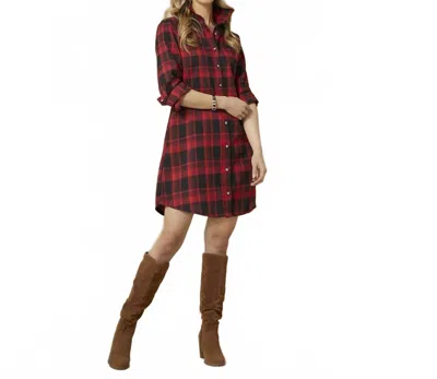 Coco + Carmen Joy Plaid Button Front Tunic Dress In Red In Multi