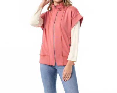 Coco + Carmen Kaitlyn Zipper Front Vest In Burnt Orange In Pink