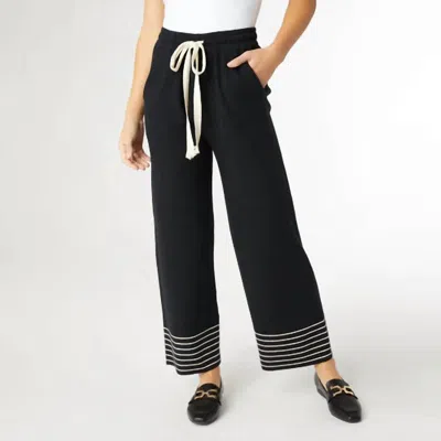 Coco + Carmen Kendry Stripe Bottom Sweater Pant In Black In Multi