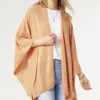 Coco + Carmen Kiara Lightweight Knit Wrap Shawl Ruana In Melon In Orange