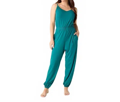 Coco + Carmen Knit Spaghetti Strap Jumpsuit In Teal In Green