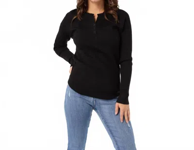 Coco + Carmen Kym Soft Henley Top With Buttons In Black