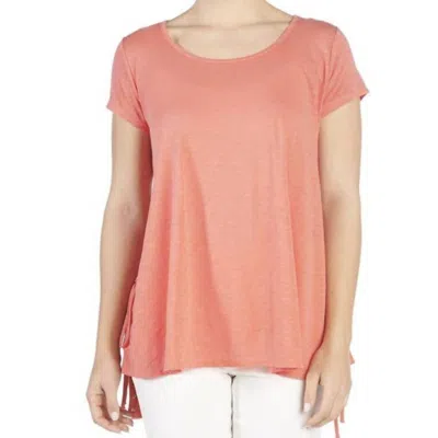 Coco + Carmen Lace Up Side Tee In Coral In Pink