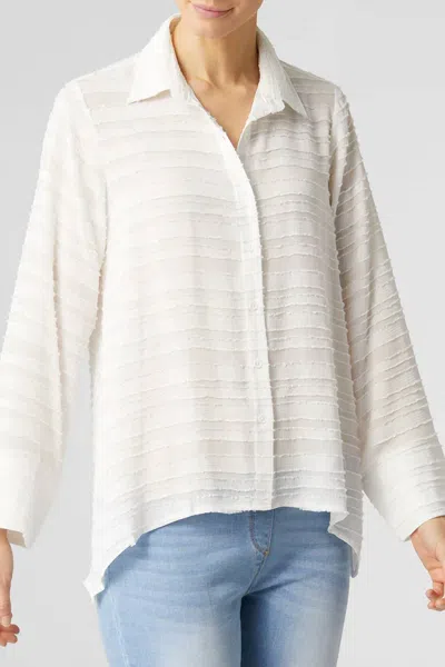 Coco + Carmen Lee Frayed Stripe Chiffon Shirt In White