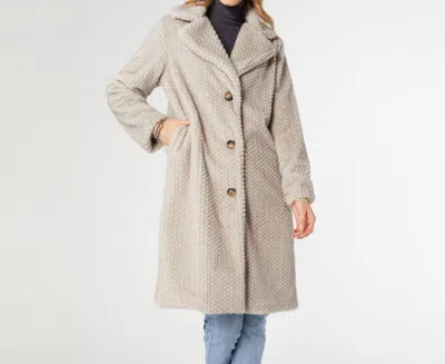 COCO + CARMEN LENORE FAUX FUR COAT IN CEMENT