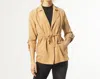 Coco + Carmen Lightweight Faux Suede Tie Shirt In Camel