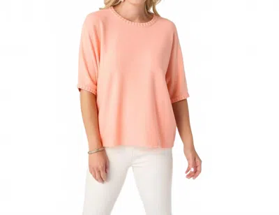 Coco + Carmen Lightweight Heavenly-luxe Short Sleeve Sweater In Soft Coral In Orange
