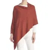 Coco + Carmen Lightweight Soft Knit Ponchos Shawl Wrap Scarf In Rust In Multi