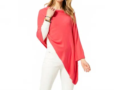 Coco + Carmen Lightweight Versatile Poncho In Living Coral In Multi