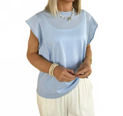 Coco + Carmen Lilly Ruffle Cap Sleeve Top In Blue Aura