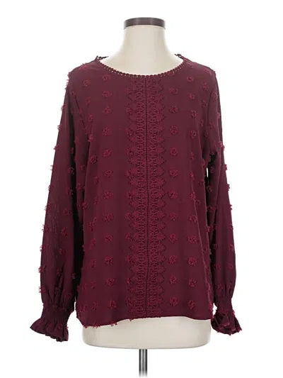 Pre-owned Coco + Carmen Long Sleeve Blouse In Burgundy