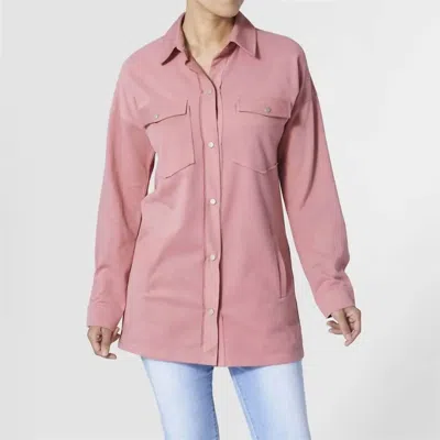 Coco + Carmen Maddi French Terry Shacket In Dusty Rose In Pink