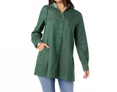 Coco + Carmen Maddie Hooded Tunic Top In Green