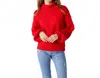 Coco + Carmen Maren Cable Knit Turtleneck Sweater In Red In Red