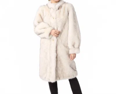 Coco + Carmen Marvella Long Faux Fur Coat In Ivory/black In Neutral