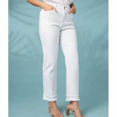 Coco + Carmen Mary Straight Jeans With Double Fringe Denim In White