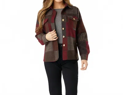 Coco + Carmen Maura Colorblock Shacket In Burgundy/brown In Multi