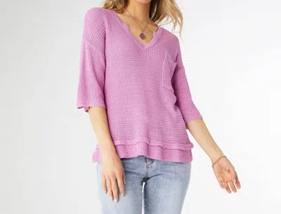 Coco + Carmen Mavis V-neck Elbow Sleeve Knittop In Lilac