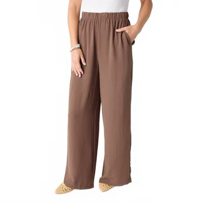 Coco + Carmen Maya Flowy Wide Leg Pant In Chocolate Mousse In Brown