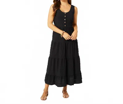 Coco + Carmen Meadow Gauze Tiered Tank Dress In Black